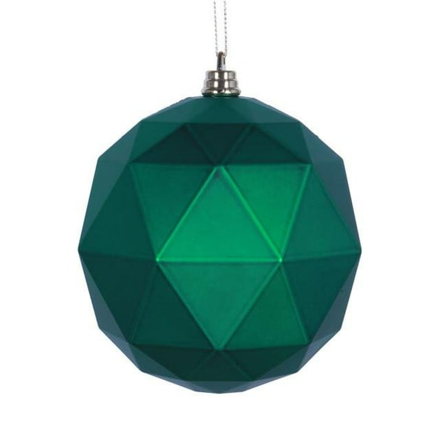 6 in. Green Matte Geometric Christmas Ornament Ball - 4 per Bag