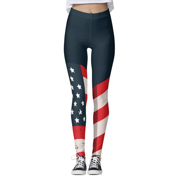 Gibobby Leggings Mujer Día la Independencia para las mujeres 4 julio Leggings estampados Pantalones cintura alta Correr Pilates Gimnasio Pantalones yoga Medias Compresión Yoga Correr(Azul marino, XL)