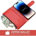 thumbnail image 4 of Phone Case for iPhone 14 Pro Max 6.7 inch Wallet Cover with Tempered Glass Screen Protector and Flip Credit Card Holder Cell iPhone14promax 5G i Phone14Max Plus iPhone14 ProMax Women Men Red, 4 of 15