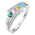 thumbnail image 2 of JQUEEN Women's Personalized 925 Sterling Silver Mothers Ring with 4 Simulated Birthstone Promise Rings Customized Engagement Rings for Women Size 5-12, 2 of 5