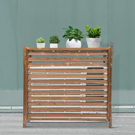 Air Conditioner Fence Trash Can Fence 39.37 * 16.93 * 37.01in, Wood Privacy Screen Outdoor Air Conditioner Fence Panel Privacy Fence Cover Free Standing Air Conditioning Cover