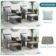 thumbnail image 5 of JOIVI 5 Piece Patio Furniture Set, Wicker Outdoor Patio Set with Ottoman and Small Coffee Table, Pillows Included, Light Gray, 5 of 8