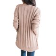 thumbnail image 2 of Women's Long Sleeve Cable Knit Cardigan Open Front Button Down Knitwear Sweater Coat, 2 of 3