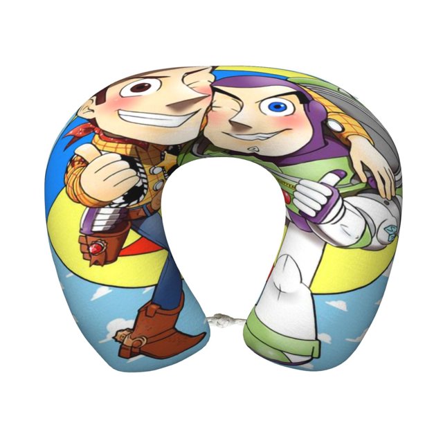 Almohada de viaje Toy Story con espuma viscoelástica en forma de U para el cuello, reposacabezas portátil superligero, ideal para sillas de avión, automóviles, hogares, oficinas, cojines para