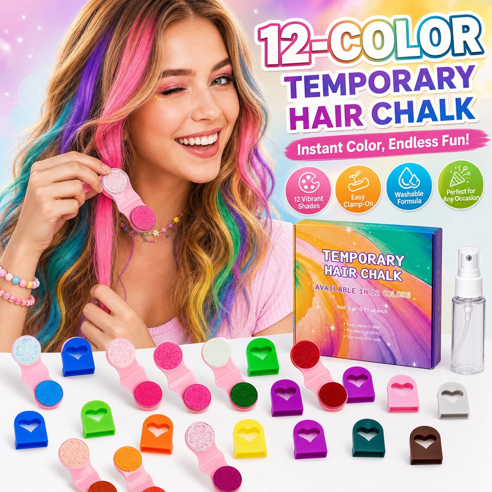 3-Piece Set ikzee Coloring Hair Wax (Rose Red + Purple + Blue