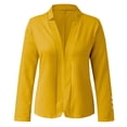 thumbnail image 5 of Jackets For Women Fall Fashion Business Casual Long Sleeve Notch Open Front Slim Fit Work Cardigan, Yellow , Size S-5XL, 5 of 7