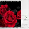thumbnail image 3 of Red Shower Curtain for Bathroom Rose Shower Curtain Black and Red Shower Curtains Red Rose Shower Curtain with Hooks Black Floral Flower Decorative Pretty Valentine Gift, 72" W x 84" H, 3 of 6