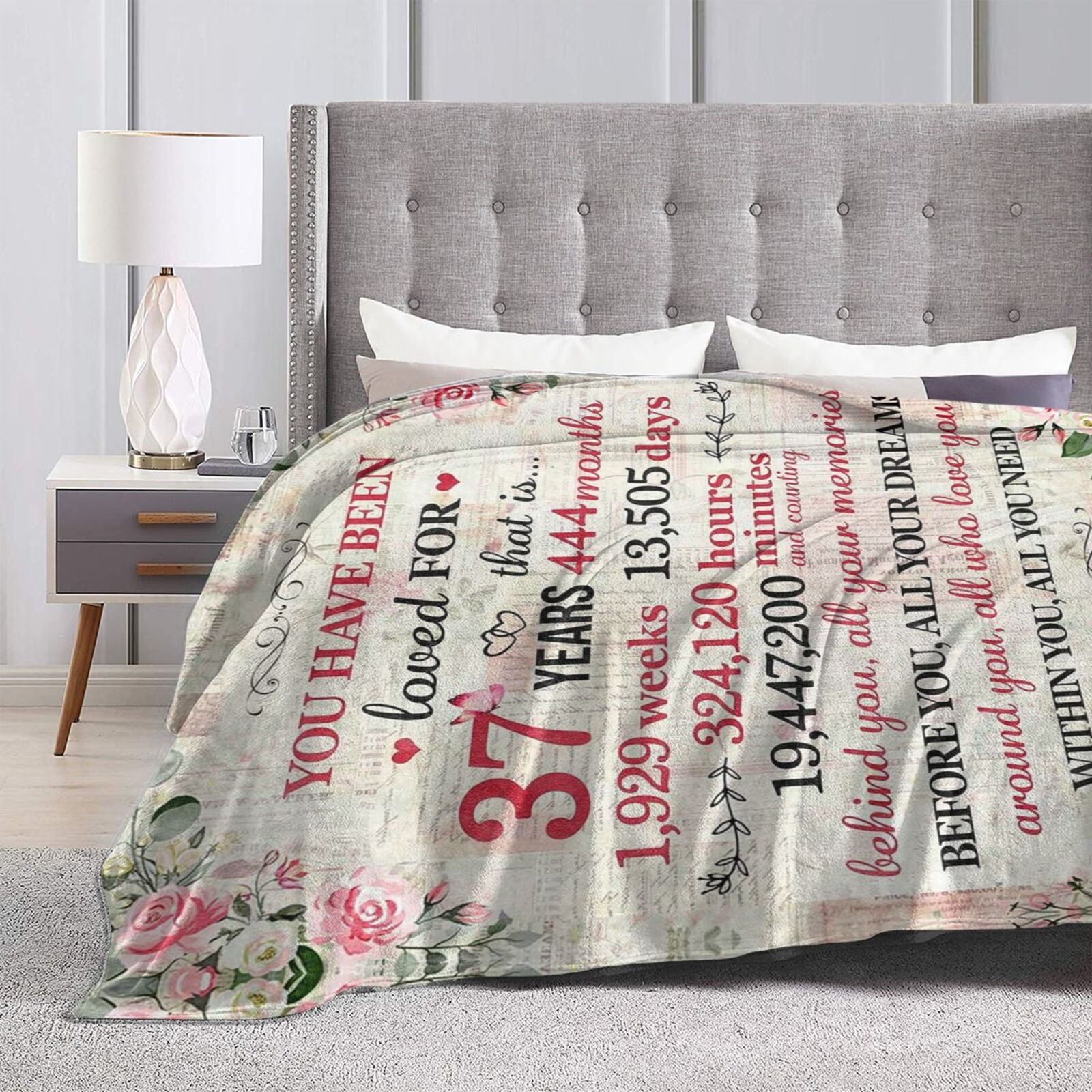 Wijzvio Gifts For 37th Birthday Throw Blanket Soft Fuzzy Fleece Blanket For Couch Bed Living Room Decoration 80"X60"