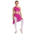 thumbnail image 4 of iiniim Girls Lyrical Dance Shiny Rhinestones Crop Top with Skirted Leotard 2-Piece Ballet Dance Outfits Hot Pink 10, 4 of 7
