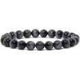 thumbnail image 1 of Natural Hawk's Eye Quartz Gemstone 8mm Round Beads Stretch Bracelet 7 Inch Unisex, 1 of 3