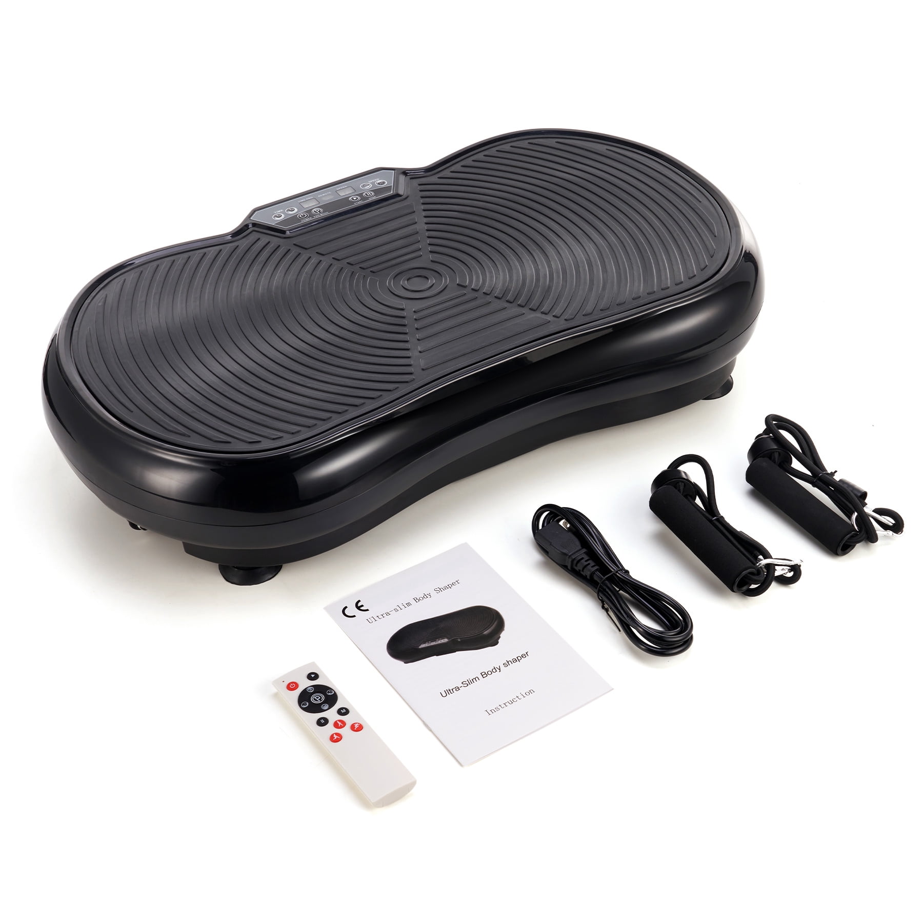 Preenex Vibration Plate Exercise Machine with Workout Bands for Home Gym, Black