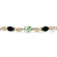 thumbnail image 3 of Gem Stone King 925 Silver and 10K Yellow Gold Green Prasiolite and Black Onyx and Lab Grown Diamond Bracelet for Women | 1.61 Cttw | Gemstone | Oval 7X5MM | Fully Adjustable 9", 3 of 5
