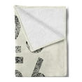 thumbnail image 2 of Number Soft Flannel Fleece Throw Blanket, Grunge Mathematical in Murky Dotwork Tattoo Tones Digital Computer Art, Cozy Plush for Indoor and Outdoor Use, 70" x 90", Off White Black, by Ambesonne, 2 of 5