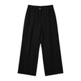 thumbnail image 6 of Women's Cotton Linen Wide Leg Pants with Pockets, High Waisted Elastic Waist, Loose Fit Trousers for Summer Casual Commuting, Womens Pants | UKHCCC,Black L, 6 of 9