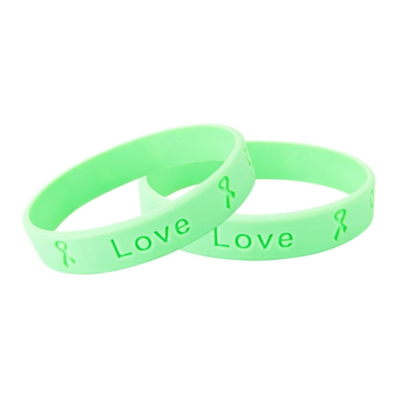 Bulk Celiac Disease Awareness Light Green Silicone Bracelets (25 Bracelets)