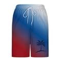 thumbnail image 3 of Men's Beach Shorts with Compression Liner Hawaiian Palm Tree Graphic Print Swim Trunks Board Wear Quick Dry Swimwear, 3 of 4
