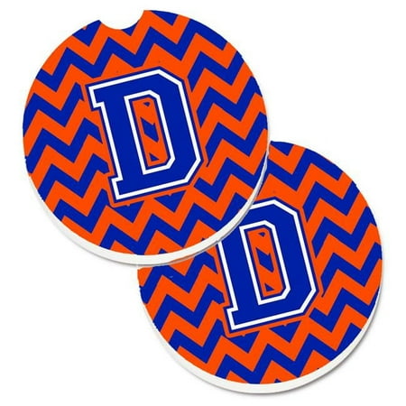 

Letter D Chevron Orange & Blue Set of 2 Cup Holder Car Coaster - Orange & Blue - 2.5in. H x 0.25in. W x 2.5in. L