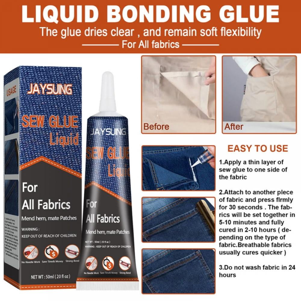 Clothing Repair Glue, Cloth Glue Fabric Adhesives, Secure Stitch Liquid  Sewing Solution Kit, No Sew Glue Fast Tack No Sew