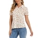 thumbnail image 4 of INSPIRAR CHIC Blusa de algodón con cuello Peter Pan y mangas abullonadas para mujeres, estampado floral, para uso casual de verano, talla XL, color naranja, 4 of 5