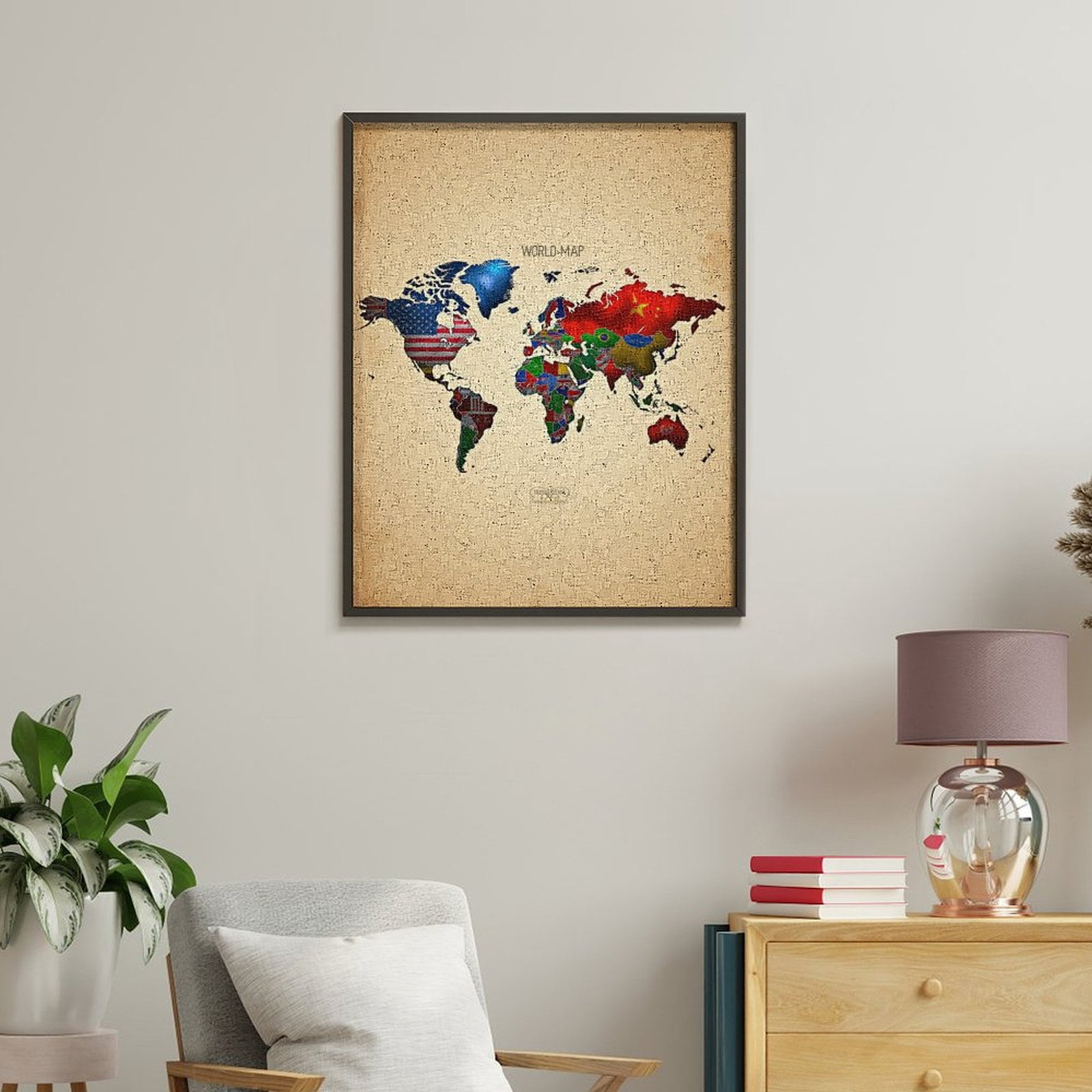 Paint By Numbers Kit for Adults Beginner - DIY World Map Flags Global Artwork Canvas Painting Kits for Adults, Frameless Paint By Number for Adults for Home Wall Decor 16x20 Inch