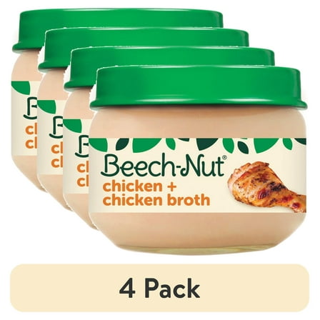 (4 pack) Beech-Nut Stage 1 Baby Food, Chicken & Chicken Broth, 2.5 oz Jar