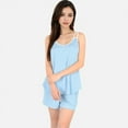 thumbnail image 7 of Women's Ribbed Lounge Set with Contrast Trim Sleeveless Top and Elastic Waist Shorts - X Large, Light Blue, 7 of 7