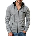 thumbnail image 2 of LYSMORA Men's Contrast Lined Full Zip Hoodie Jacket, Multi Zipper Pocket Raglan Long Sleeve Casual Athletic Zip Up Sweatshirt, 2 of 6