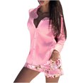 thumbnail image 2 of CEHVOM Women Two Piece Shorts Long Sleeve Cardigan Buttoned Top Floral Printed Sets, 2 of 4