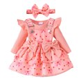 thumbnail image 5 of CAICJ98 Baby Girl Clothes Fall Winter Outfit Long Sleeve Ruffle Romper Plaid Skirt Bow Headband 3 Pcs Set (Red,6-12 Months), 5 of 8
