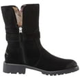 thumbnail image 6 of Sam Edelman Jeanie Black Suede Multi Color Fur Lined Moto Combat Chelsea Boots (Black Suede, 8), 6 of 8