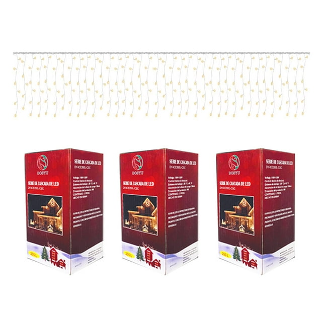 Serie Cascada Navideña DOSYU 3 Piezas 200 Luces Led 4 Metros Blanco Cálido