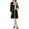 thumbnail image 1 of INSPIRE CHIC Vestido A-Line Elegante para Mujeres con Color Contrastante, Cuello en V, Manga Larga, Vestidos de Trabajo de Tendencia 2025, Negro Talla L, 1 of 5