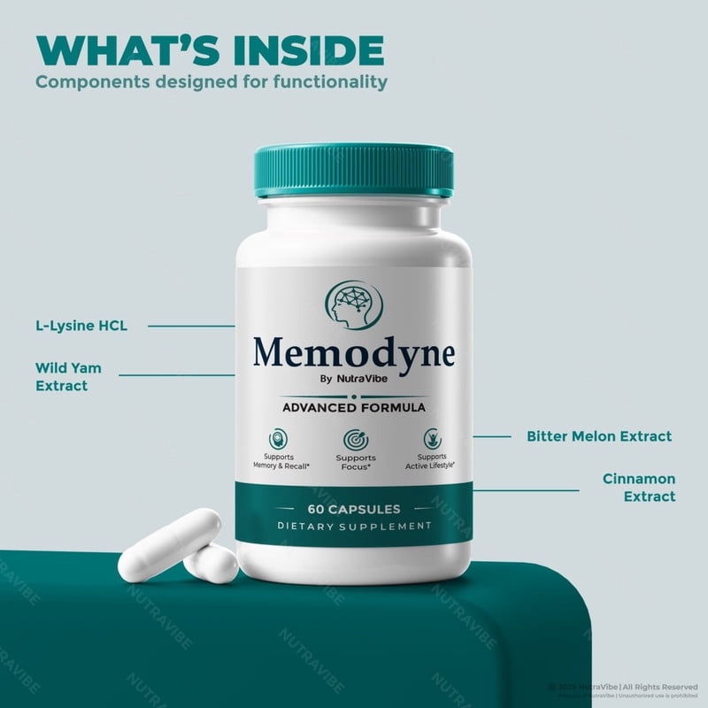 (3 Pack) Memodyne Pills – Daily Formula with a Natural Blend to Help Maintain Focus, Memory & Concentration | Clean, Gentle, Easy-to-Swallow Capsules for Everyday Sharpness (180 Capsules)