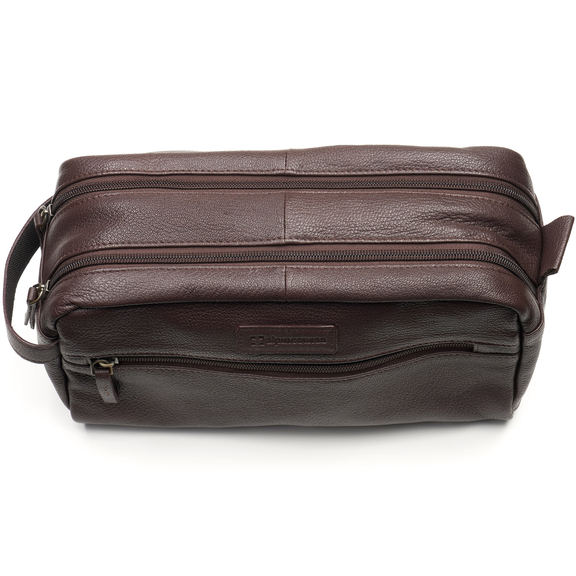 AlpineSwiss Sedona Toiletry Bag Genuine Leather Shaving Kit Dopp Kit Travel Case