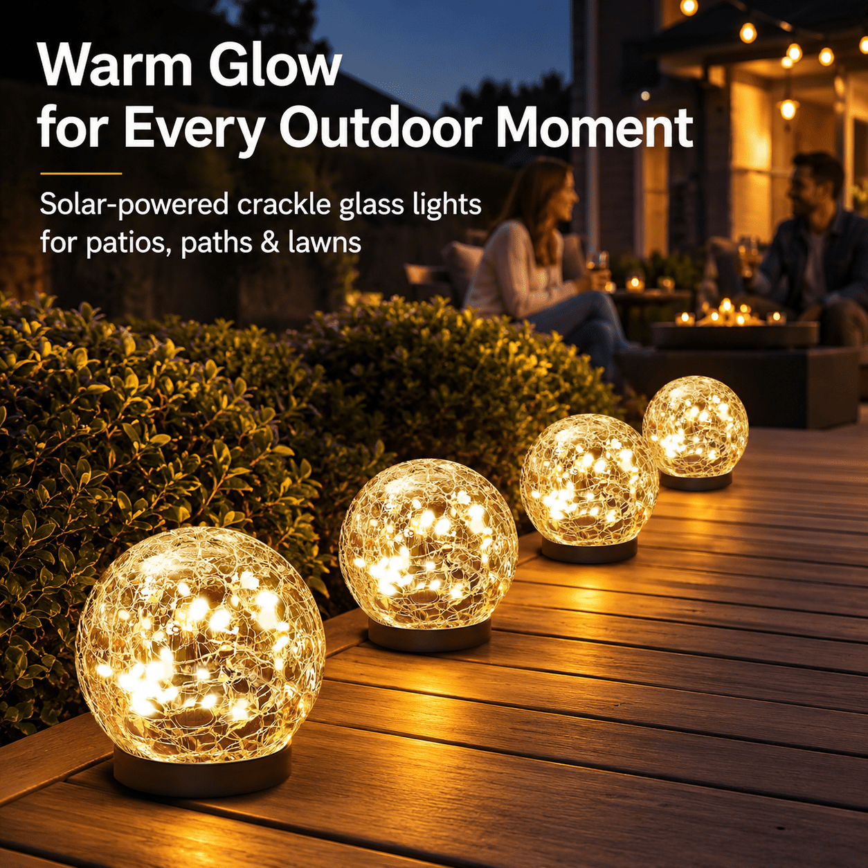 MEHOOM 4 Pack 5'' Solar Globe Lights Outdoor Waterproof, 30LED Solar Cracked Garden Lights Outdoor for Patio, Yard, Lawn, and Landscape Christmas Decorations