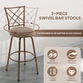 thumbnail image 6 of Resenkos 2 Pieces Swivel Pluch Fabrice Cushioned Bar Stool Set-Brown, Bar Height Stools, Bar Stools for Kitchen Island for Kitchen, Dining Room, 6 of 7