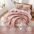 thumbnail image 4 of Regency Heights Quilt Set Twin Size, Yellow Floral Bedspread, Reversible Coverlet Set, 2-Piece Quilted Bedding Set with Shams for All Season, 4 of 11