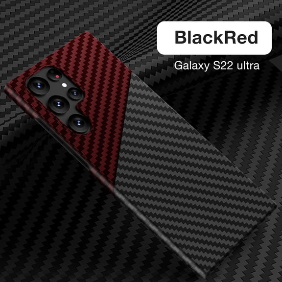 for Samsung Galaxy S22 Ultra Phone Case,Slim Hard PC Soft TPU Anti-Scratch Shock Absorption Carbon Fibre Durable Protective Case Wireless Charing Cover for Samsung Galaxy S22 Ultra, Blackred