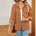 thumbnail image 7 of Diufon Casual Womens Shirts Solid Color Corduroy Jackets Long Sleeve Lapel Button Coats with Pockets, 7 of 7