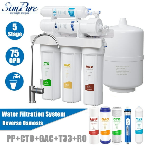 5 Stage 75 GPD Undersink Reverse Osmosis Water Filter System Purifier Drinking