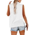 thumbnail image 3 of DYMADE Womens Summer Workwear Turn-down Collar Sleeveless Single Breasted Basic Blouse, 3 of 5
