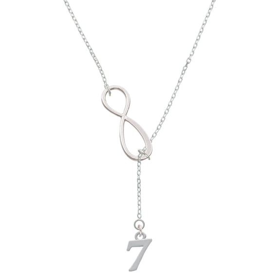 Delight Jewelry Silvertone Number - 7 - Silver tone Elegant Infinity Lariat Necklace