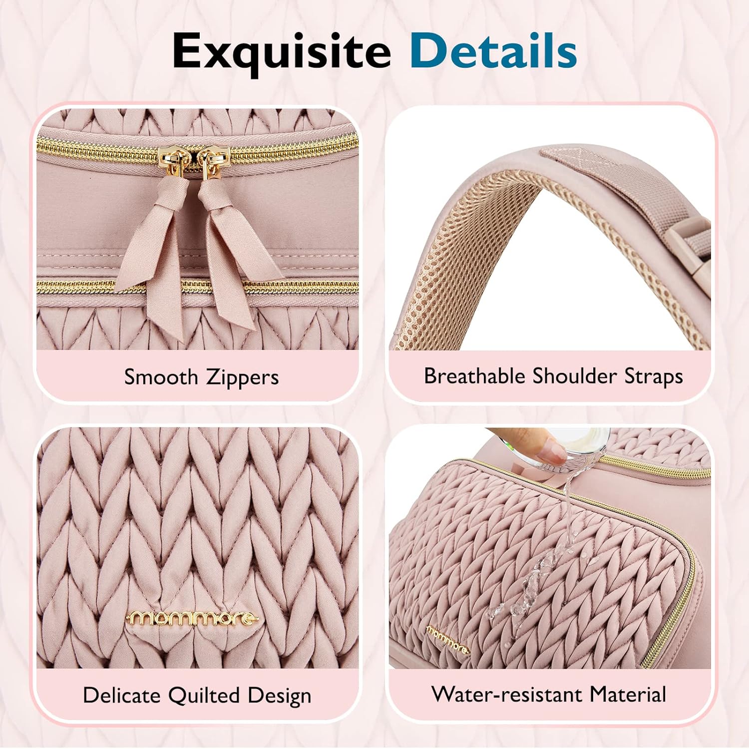 Diaper Bag Backpack Large Baby Bag for Boys Girls Quilted Travel Diaper Backpack with Changing Pad, Stroller Straps