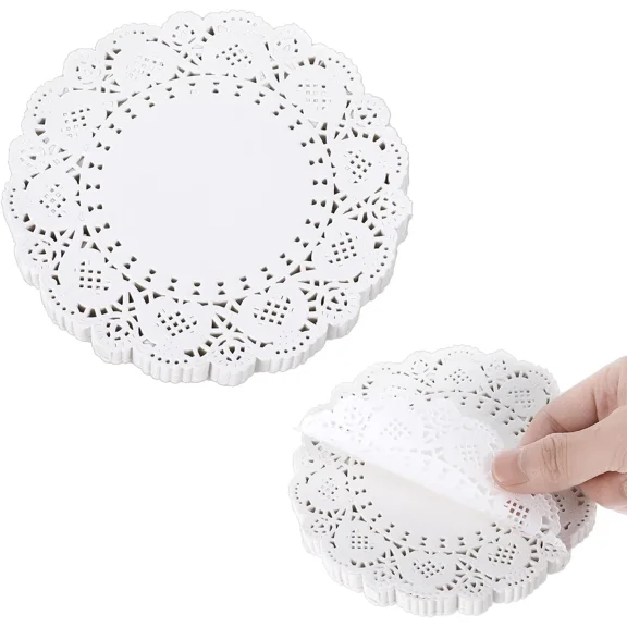 100Pcs Paper Doilies 4.5 Inch Round White Paper Placemats For Food