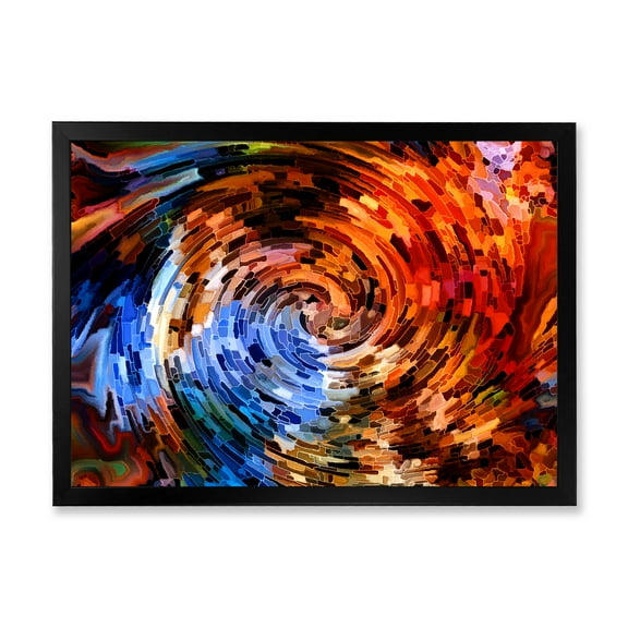Designart 'Orange Spiral Abstract Voyages To Inner World' Modern Framed Art Print
