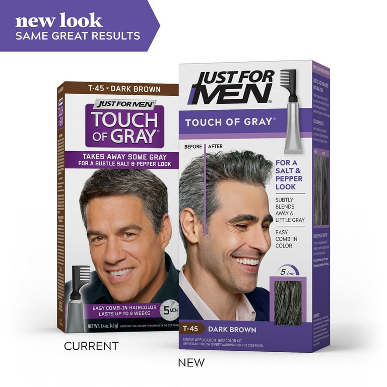 Just For Men, Men's Hair Color, Dark Brown, Salt & Pepper Gray