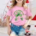 thumbnail image 2 of Toddler Girls Summer Casual Tops Crew Neck T Shirts Four Leaf Clover Print Casual T Shirt Size 3-4T ,Pink, 2 of 4