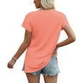 thumbnail image 2 of Womens Tops Basic Summer V Neck T Shirts Short Sleeve Dressy Casual Loose Fit Solid Color Tee Clothes Trendy Fashion Outfits, 2 of 5