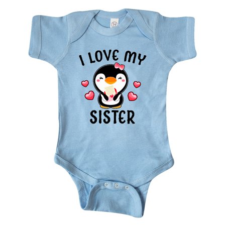 

Inktastic I Love My Sister with Cute Penguin and Hearts Gift Baby Girl Bodysuit