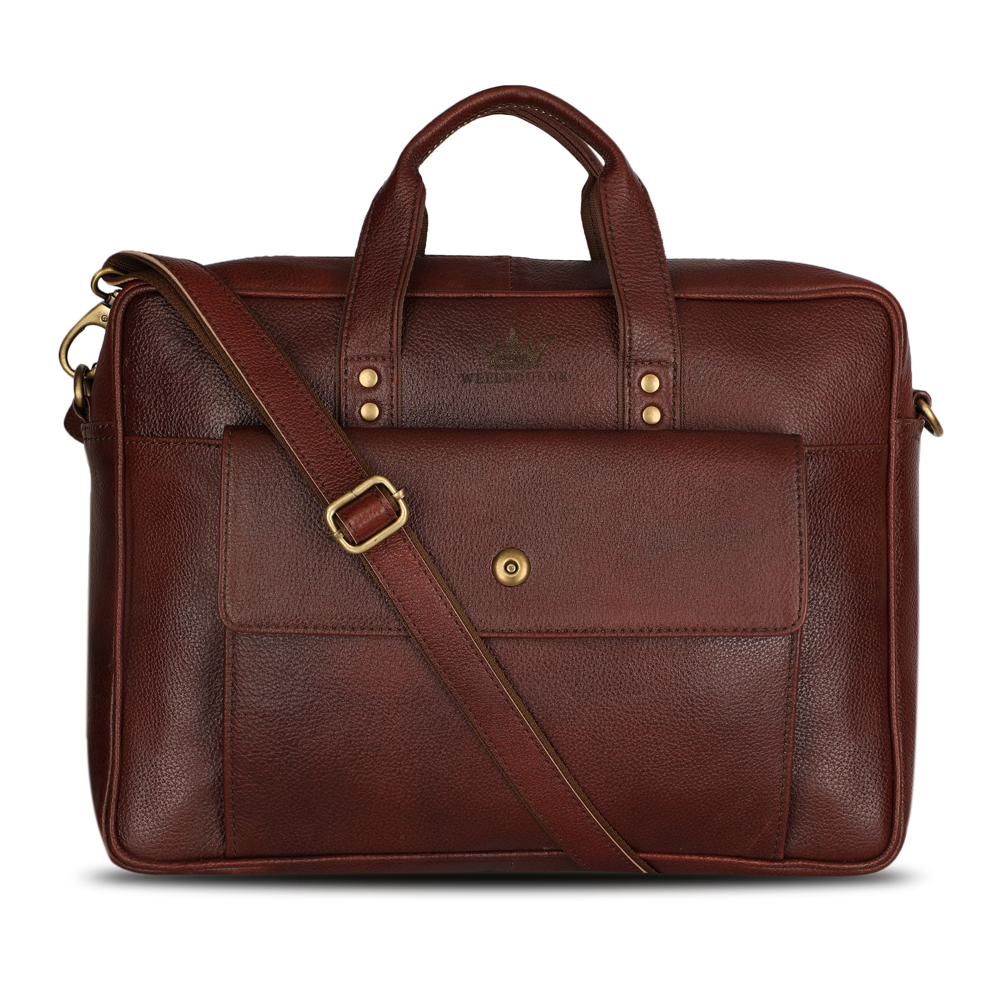 Wellbourne Sauve Cuer 14 Inch Leather Laptop Bag Crossbody messenger Handbag for Computer Perfect for Meetings Office Business Travel - Maroon